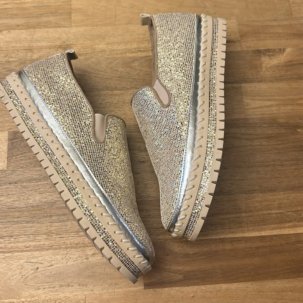 JOLIMALL glitter platform espadrilles